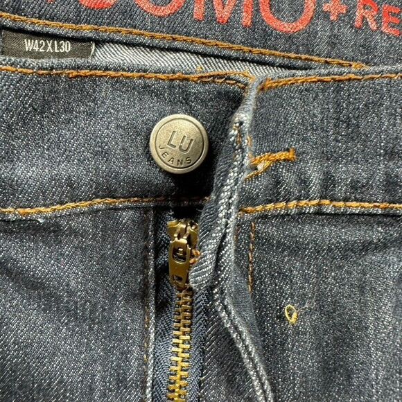 Linea Uomo Jeans Mens 42x30 Blue Relaxed Baggy Denim Skate Grunge Dark Wash‎ - Picture 6 of 16